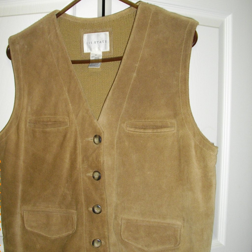 Womens 111 State Brand Tan Leather Button Up Vest Small